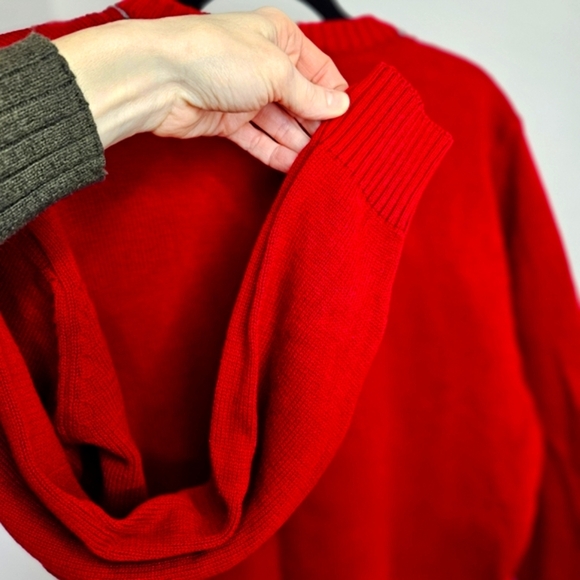 Oscar De La Renta Mens Red Windowpane Knitted Long Sleeve Sweater Sz M - Picture 13 of 13